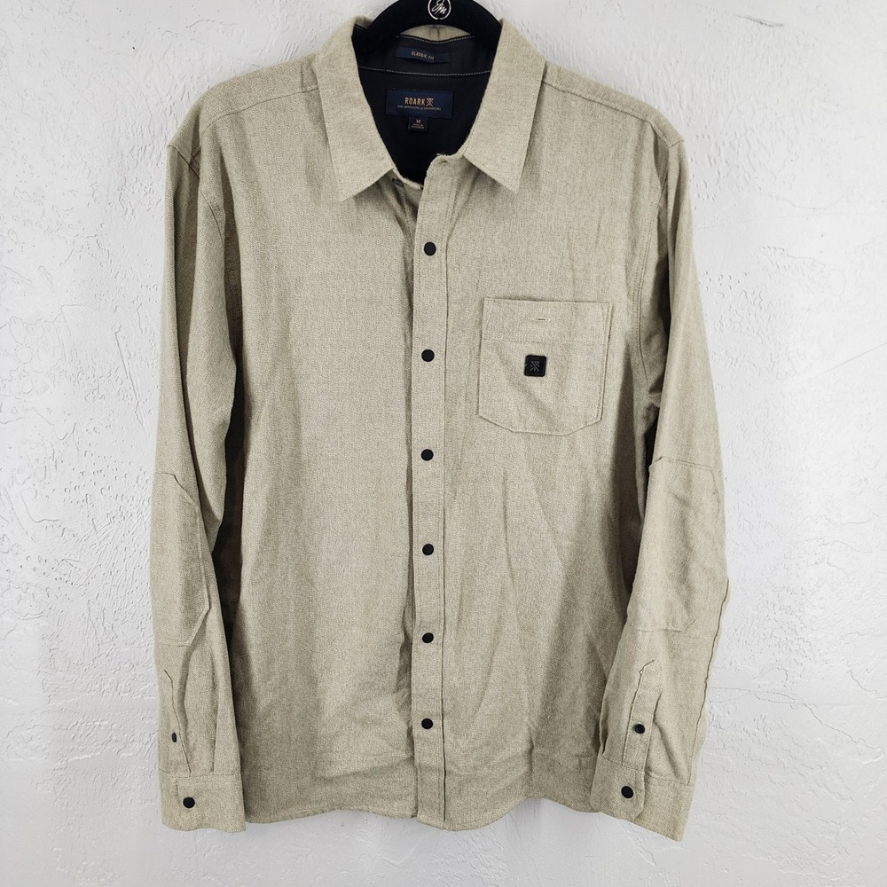 Roark M | Light Green Organic Cotton Blend Flannel Snap Front Shirt Classic Fit